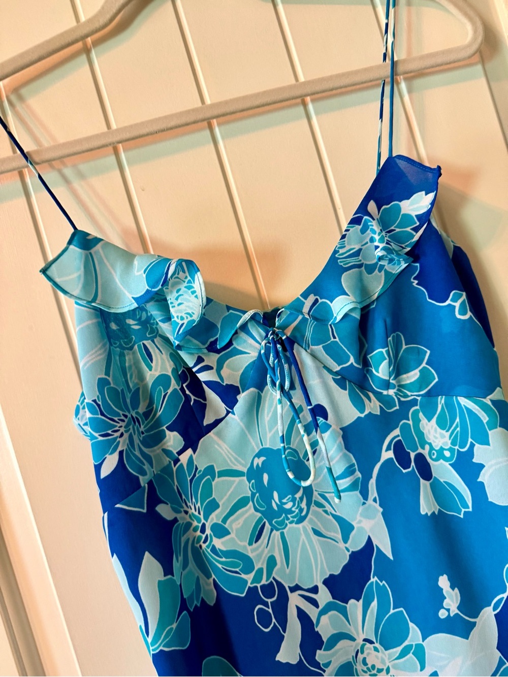 Vintage Y2K Express Fully Lined Teal and White Floral Slip Dress